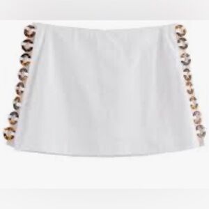 Zara White Mini Skirt with Tortoiseshell Ring Trim